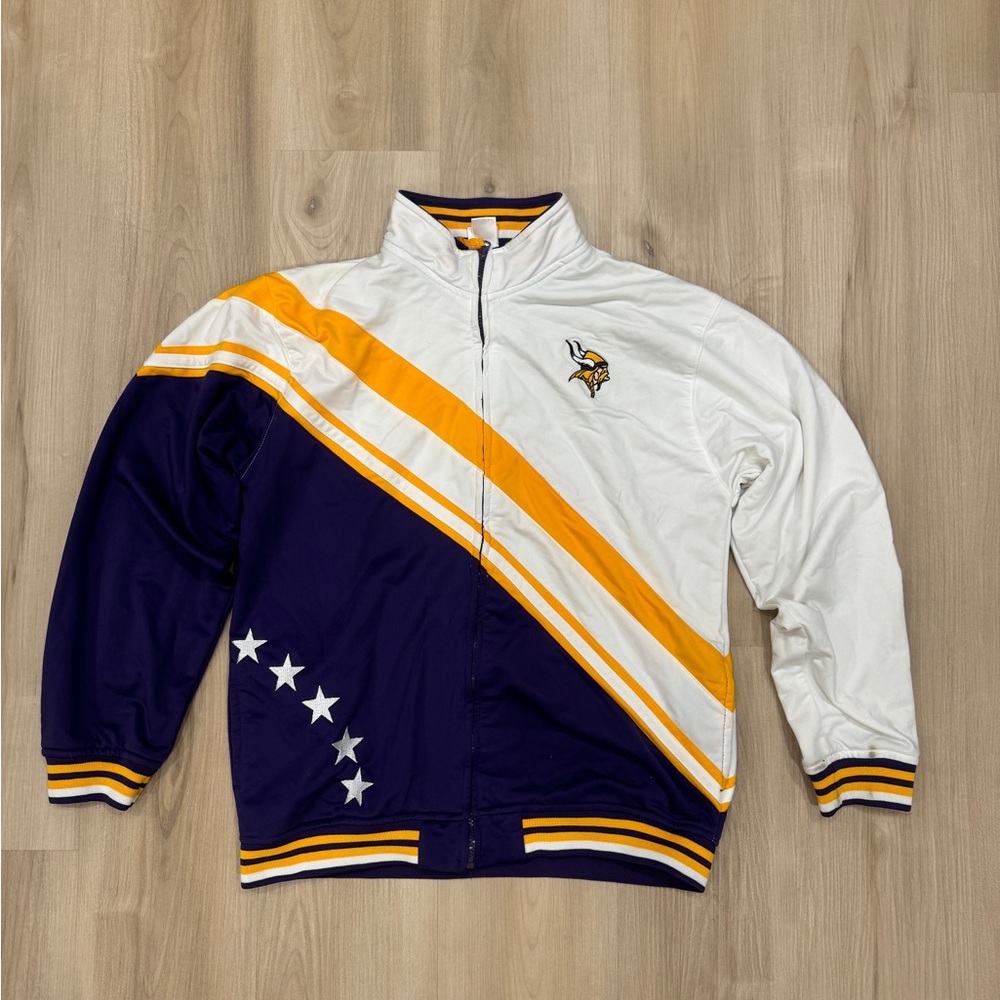 NFL Minnesota Vikings Men’s zip up sweater size XL white purple and gold